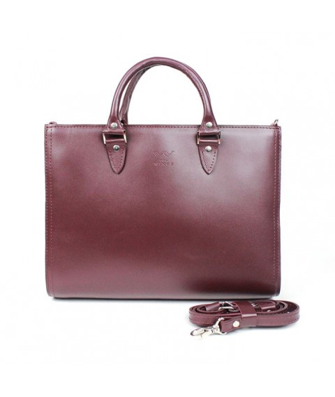 Women's leather bag Fancy A4 burgundy