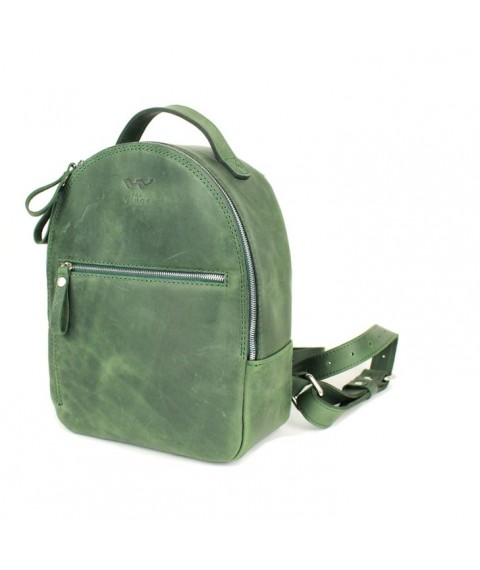 Leather backpack Groove S green vintage