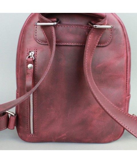 Leather backpack Groove S burgundy vintage