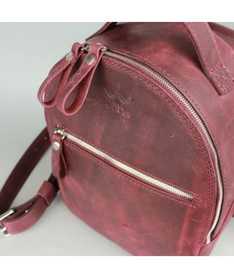 Leather backpack Groove S burgundy vintage