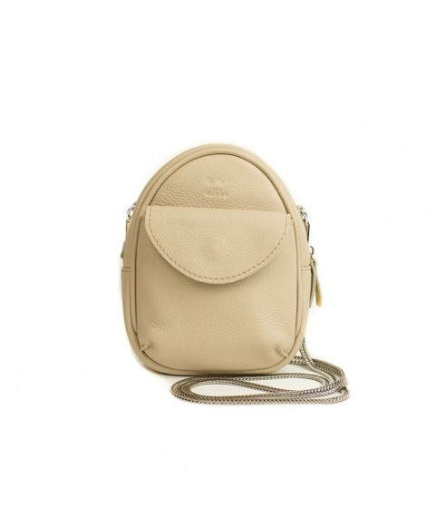 Leather women's mini bag Kroha beige flotar