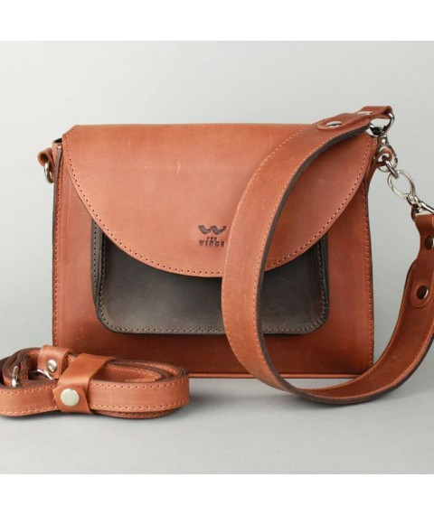 Women's leather bag Liv cognac brown vintage
