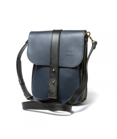 Men's leather Mini Bag blue-black