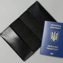 Leather passport cover black