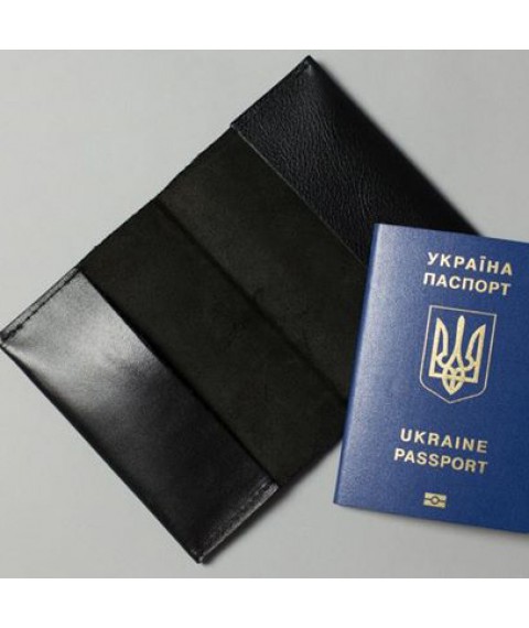 Leather passport cover black