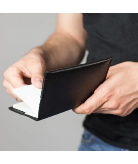 Leather passport cover black