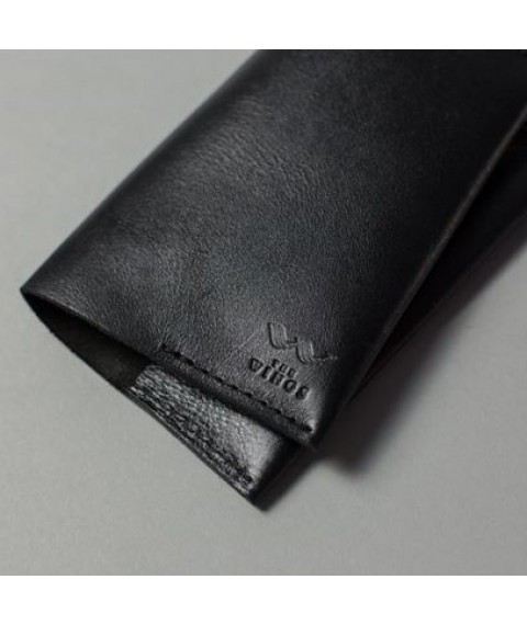 Leather passport cover black