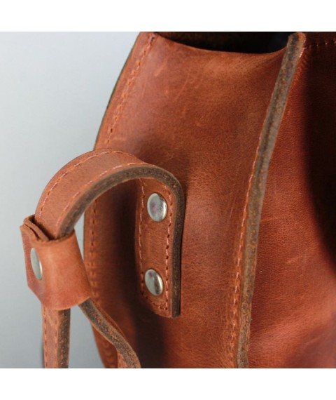 Women's leather bag Round light brown vintage