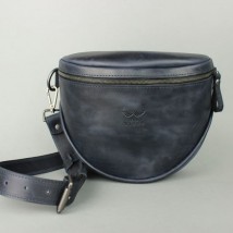 Leather crossbody belt bag Vacation blue vintage
