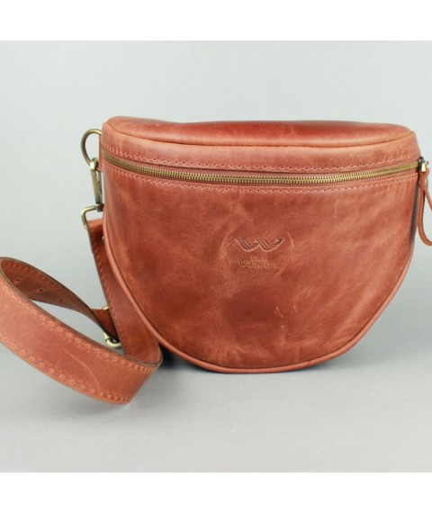 Leather crossbody belt bag Vacation light brown vintage