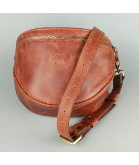 Leather crossbody belt bag Vacation light brown vintage