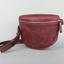 Leather crossbody belt bag Vacation burgundy vintage