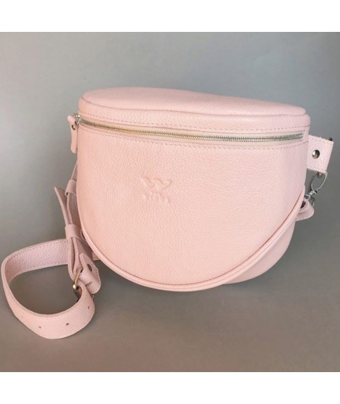 Leather crossbody waist bag Vacation pink flotar