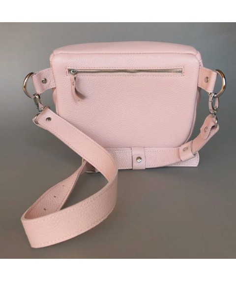 Leather crossbody waist bag Vacation pink flotar