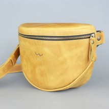 Кожаная сумка поясная-кроссбоди Vacation желтая винтажная