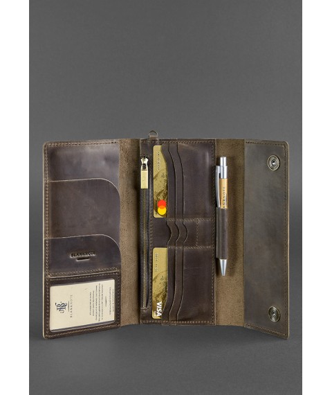 Leather clutch organizer (Travel case) 5.1 dark brown