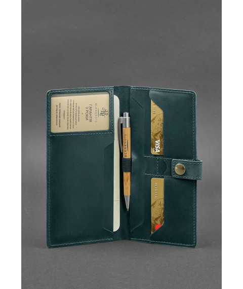 Leather travel case (document organizer) 6.0 green