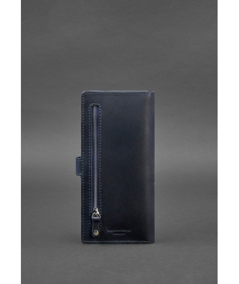 Leather travel case (document organizer) 6.0 blue Crazy Horse