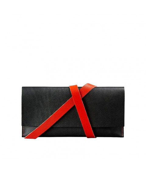 Leather women's travel case Voyager 1.0 black with red