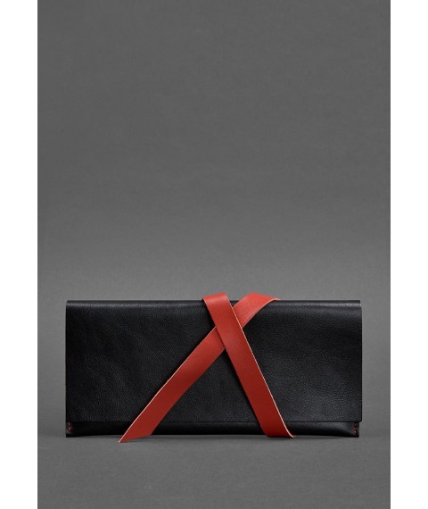 Leather women's travel case Voyager 1.0 black with red