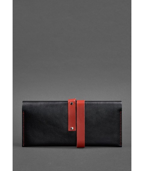 Leather women's travel case Voyager 1.0 black with red