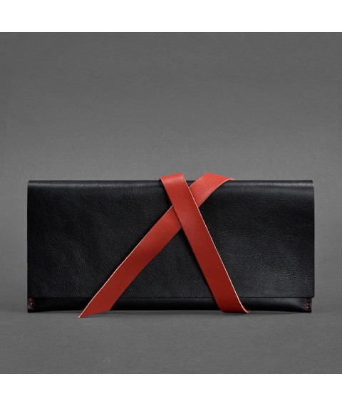 Leather women's travel case Voyager 1.0 black with red
