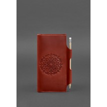 Leather women's travel case 3.0 coral with mandala