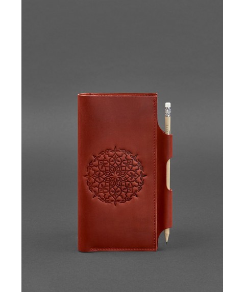 Leather women's travel case 3.0 coral with mandala