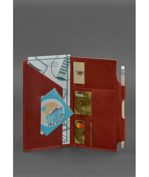 Leather women's travel case 3.0 coral with mandala