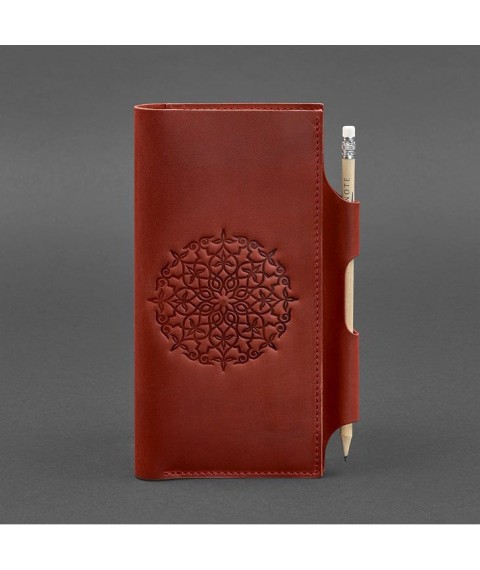 Leather women's travel case 3.0 coral with mandala