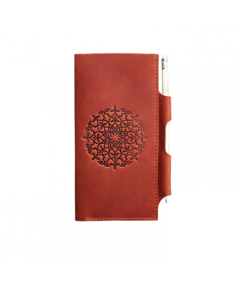 Leather women's travel case 3.0 coral with mandala