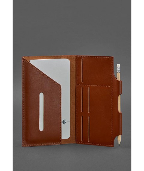 Leather travel case 3.0 light brown with mandala crust