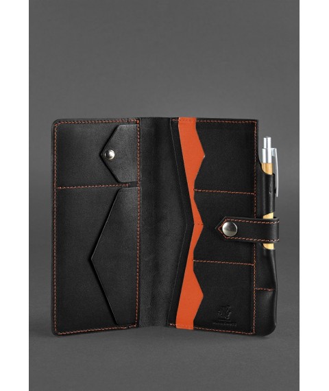 Leather travel case 4.0 black with orange