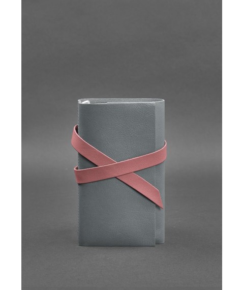 Women's leather notebook (Soft-book) 1.0 Gray with pink