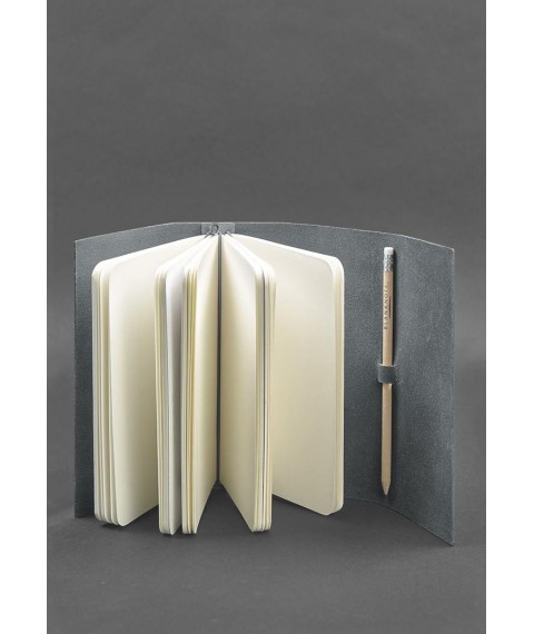 Women's leather notebook (Soft-book) 1.0 Gray with pink