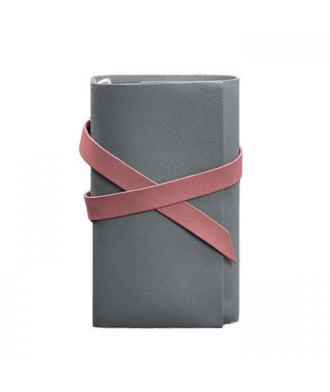 Women's leather notebook (Soft-book) 1.0 Gray with pink