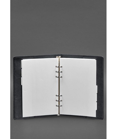 Leather notebook with segregator (soft cover with rings) 13.0 dark blue