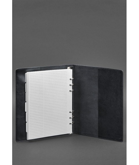 Leather notebook with segregator (soft cover with rings) 13.0 dark blue