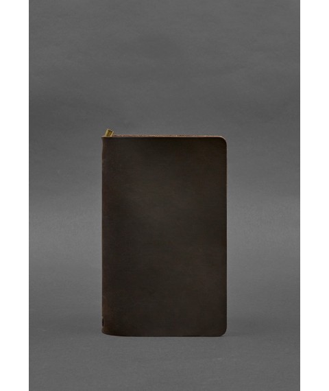 Leather notebook (soft book) 8.0 with elastic band dark brown Crazy Horse