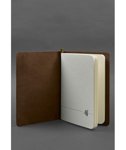Leather notebook (soft book) 8.0 with elastic band dark brown Crazy Horse