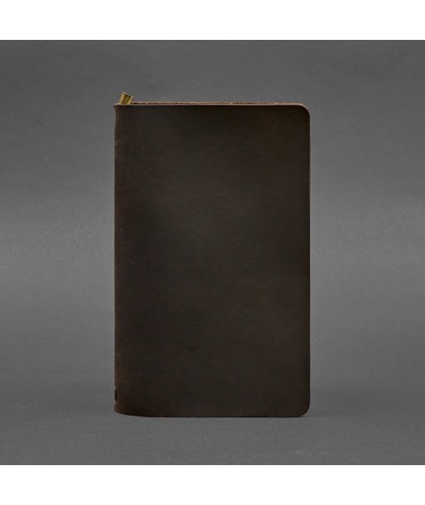 Leather notebook (soft book) 8.0 with elastic band dark brown Crazy Horse