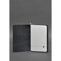 Угольно-черный кожаный блокнот (софт-бук) 8.0 на резинке