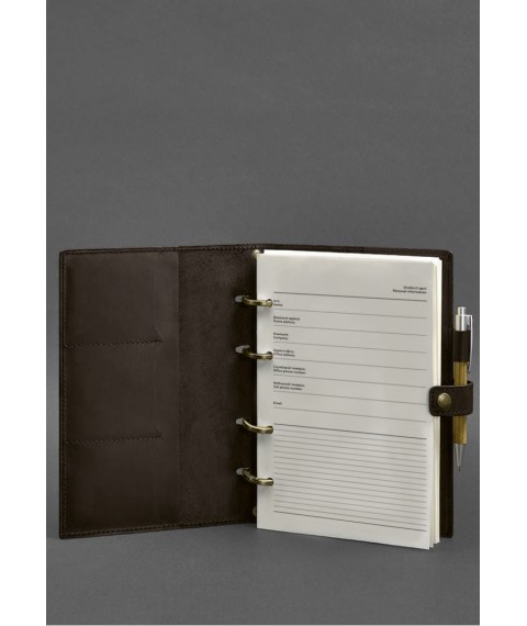 Leather notebook with dated block (Soft-book) 9.1 dark brown Crazy Horse