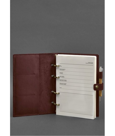 Leather notebook with dated block (Soft-book) 9.1 burgundy Crazy Horse