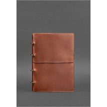 Leather notebook A4 on rings (soft book) 9.0 in soft light brown cover