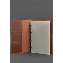 Leather notebook A4 on rings (soft book) 9.0 in soft light brown cover