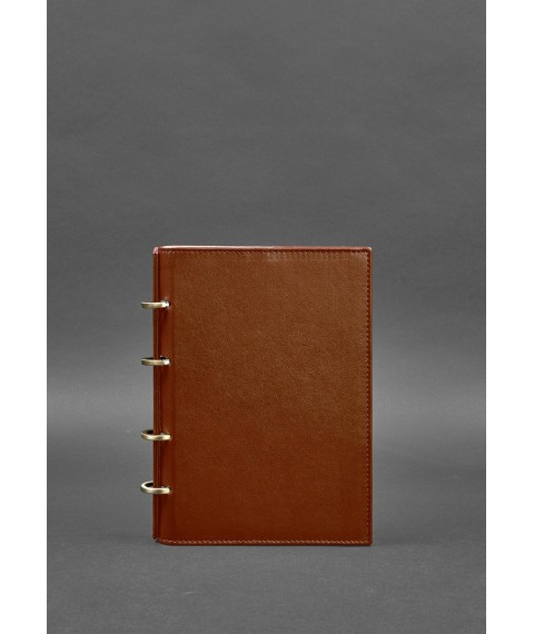 Leather ring notebook 9.0 with hard brown cover