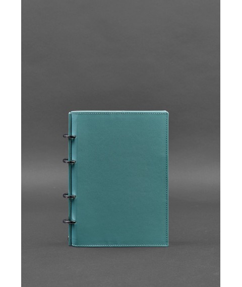 Leather ring notebook 9.0 with hard turquoise cover
