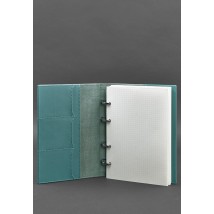 Leather ring notebook 9.0 with hard turquoise cover