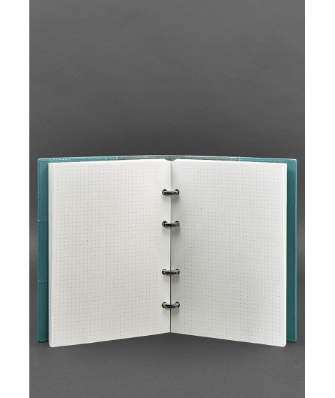 Leather ring notebook 9.0 with hard turquoise cover